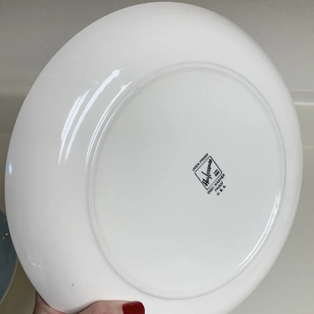 Harkerware Petit Fleurs Sky Blue Dinner Plates, Oven Proof Set of 2 Harker USA